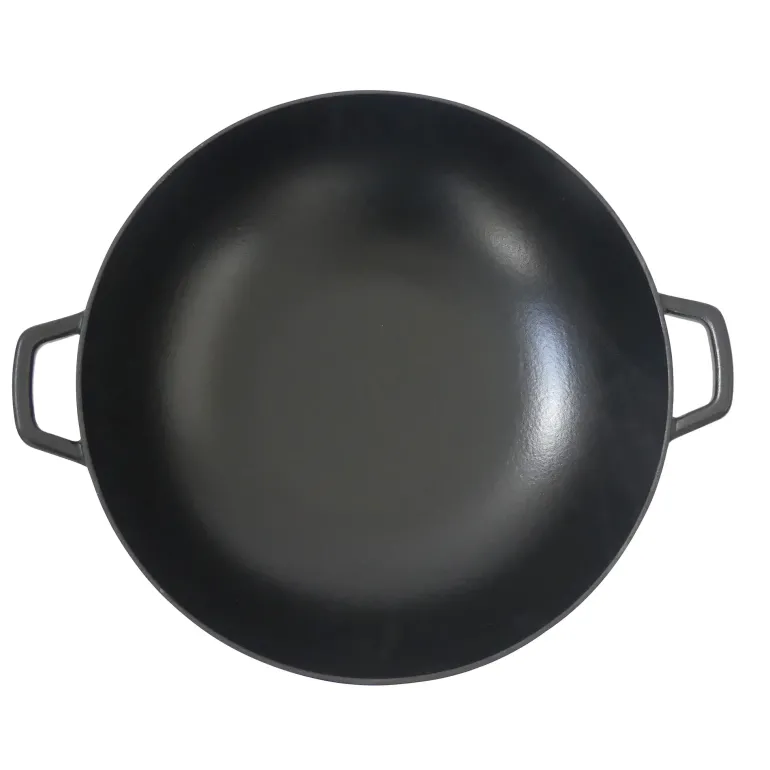 KELA CALIDO Wok ⌀ 36 cm ze szklaną pokrywą 4 l / żeliwo emaliowane / czarny