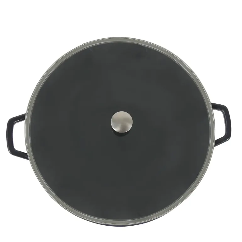 KELA CALIDO Wok ⌀ 36 cm ze szklaną pokrywą 4 l / żeliwo emaliowane / czarny