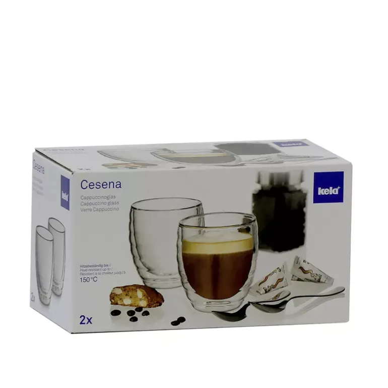 KELA | Cesena | 2 szklanki do cappuccino o podwójnych ściankach, śred. 8 x 8,5 cm, 0,2 l