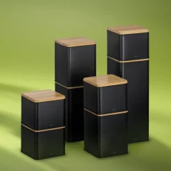 KELA | Kiril | pojemnik kuchenny, metal/bambus, 3,0 l, 11,5 x 11,5 x 28,5 cm