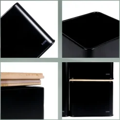 KELA | Kiril | pojemnik kuchenny, metal/bambus, 0,8 l, 11,5 x 11,5 x 9,5 cm