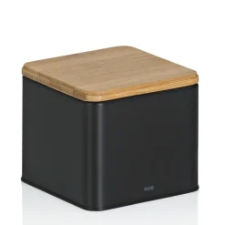 KELA | Kiril | pojemnik kuchenny, metal/bambus, 0,8 l, 11,5 x 11,5 x 9,5 cm