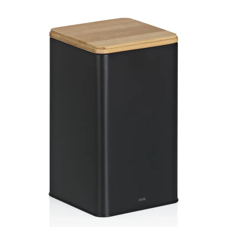 KELA | Kiril | pojemnik kuchenny, metal/bambus, 1,6 l, 11,5 x 11,5 x 19 cm