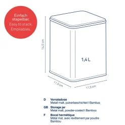 KELA | Kiril | pojemnik kuchenny, metal/bambus, 1,4 l, 11,5 x 11,5 x 14,5 cm