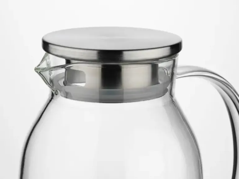 KELA LUNA Dzbanek z pokrywką 1,2 l / szkło borokrzemowe + stal nierdzewna