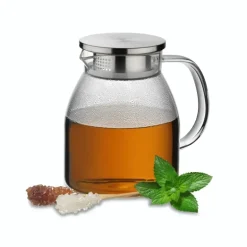 KELA LUNA Dzbanek z pokrywką 1,2 l / szkło borokrzemowe + stal nierdzewna