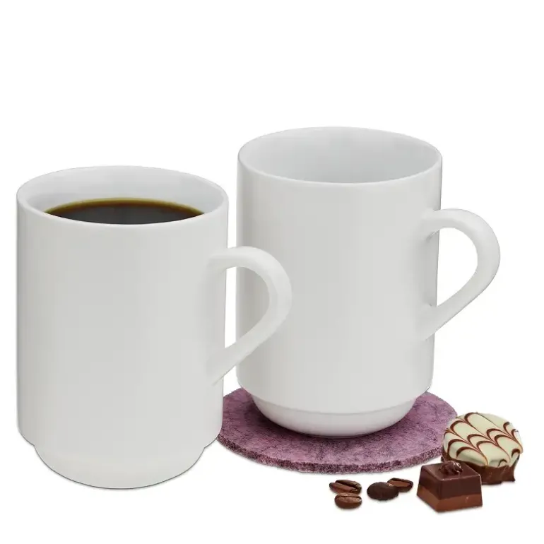 KELA MATTIA Kubki ceramiczne 0,3 l. / 2 szt. / białe / FreeForm