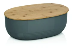 KELA NAMUR Chlebak z pokrywą 37,5 cm ciemnoszary / tworzywo + drewno bambusowe