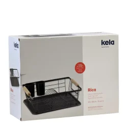 KELA RICA Suszarka do naczyń z ociekaczem 35 x 28 x 13 cm / czarna / FreeForm