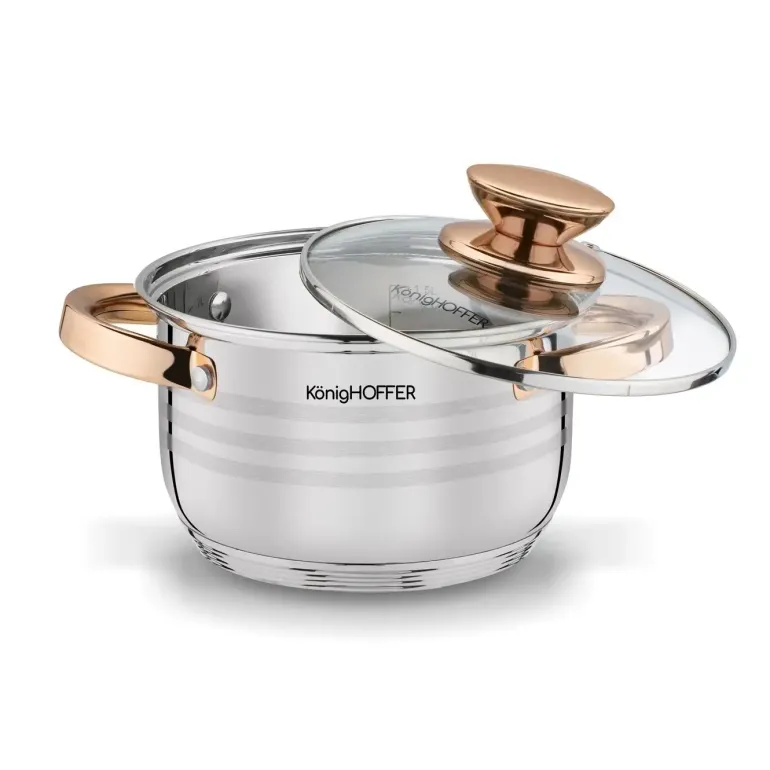 KönigHOFFER BARI ROSE GOLD Komplet garnków ze stali nierdzewnej 12 elementów / indukcja