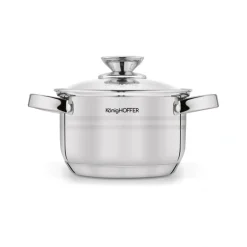 KönigHOFFER BARI SILVER Komplet garnków z pokrywkami + patelnia głęboka 8 el / stal nierdzewna