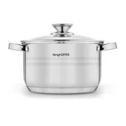 KönigHOFFER BARI SILVER Komplet garnków z pokrywkami + patelnia głęboka 8 el / stal nierdzewna