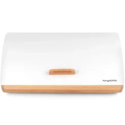 KÖNIGHOFFER COSMIC Chlebak biały z otwieraną pokrywą 35 cm / drewno bambusowe