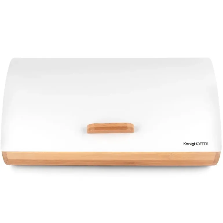 KÖNIGHOFFER COSMIC Chlebak biały z otwieraną pokrywą 35 cm / drewno bambusowe