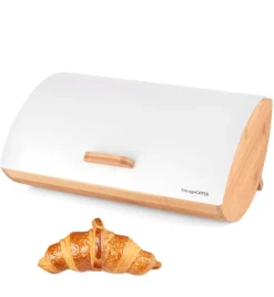 KÖNIGHOFFER COSMIC Chlebak biały z otwieraną pokrywą 35 cm / drewno bambusowe