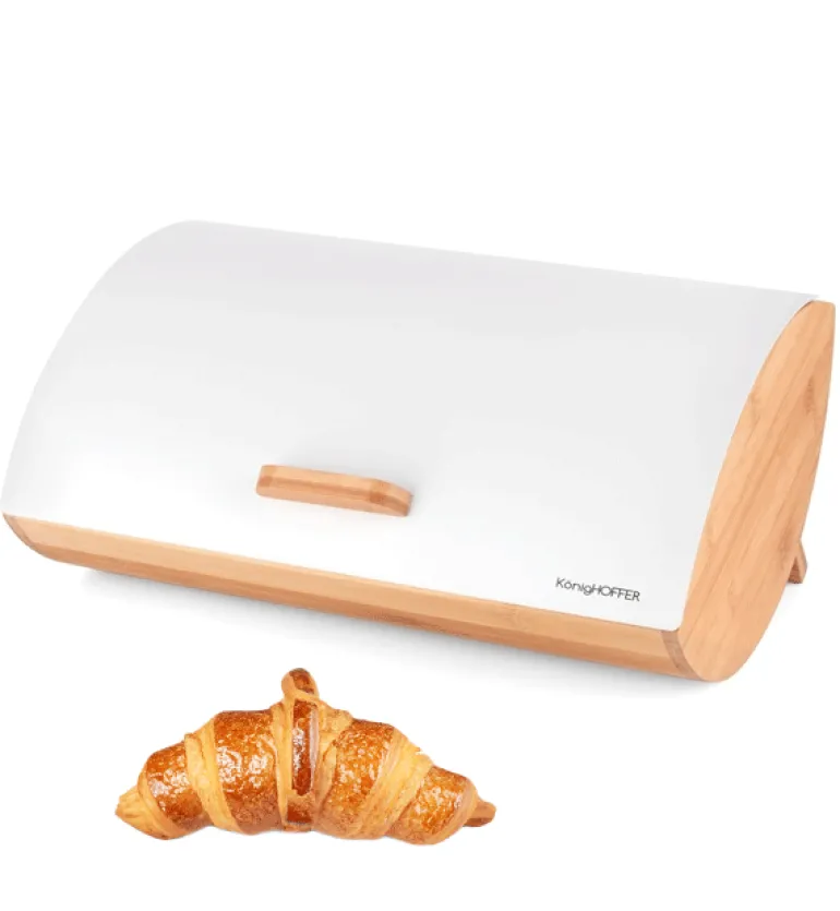 KÖNIGHOFFER COSMIC Chlebak biały z otwieraną pokrywą 35 cm / drewno bambusowe