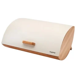 KÖNIGHOFFER COSMIC Chlebak z otwieraną pokrywą 35 cm + 3 pojemniki do przechowywania / kremowe / drewno bambusowe
