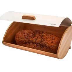 KÖNIGHOFFER COSMIC Chlebak z otwieraną pokrywą 35 cm + 3 pojemniki do przechowywania / kremowe / drewno bambusowe