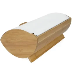 KÖNIGHOFFER COSMIC Chlebak z otwieraną pokrywą 35 cm + 3 pojemniki do przechowywania / białe / drewno bambusowe