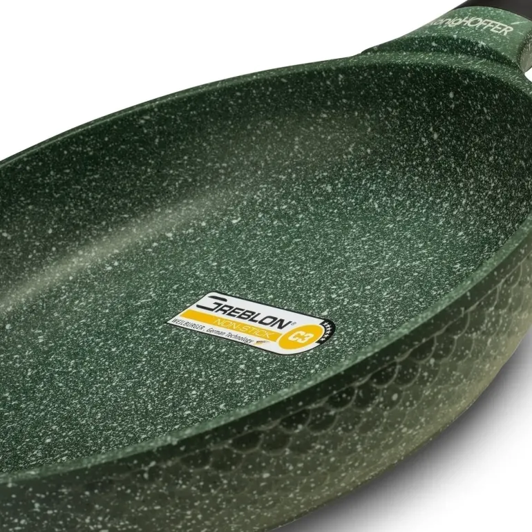 KönigHOFFER GREEN HUSK Patelnia granitowa 24 cm / indukcja / powłoka GREBLON C3 Granite