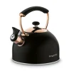 KönigHOFFER | MORENA Czajnik tradycyjny z gwizdkiem 2,3 l rose gold / czarny