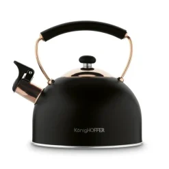 KönigHOFFER | MORENA Czajnik tradycyjny z gwizdkiem 2,3 l rose gold / czarny