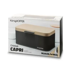 KONIGHOFFER CAPRI Chlebak stalowy 30,5x18x14 cm / czarny