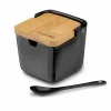 KONIGHOFFER CERAMIC Cukiernica 270 ml z bambusową pokrywką + łyżeczka / czarna