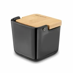 KONIGHOFFER CERAMIC Cukiernica 270 ml z bambusową pokrywką + łyżeczka / czarna