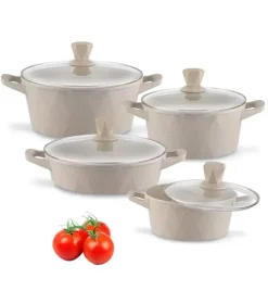 KONIGHOFFER CORTE Zestaw garnków z pokrywkami 8 elementów / aluminium / indukcja / powłoka non-stick