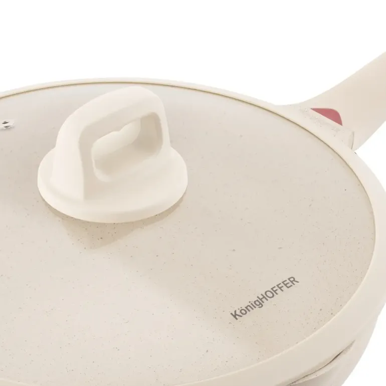 KONIGHOFFER CREAMY MARBLE PATELNIA WOK 30 CM Z POKRYWKĄ / INDUKCJA
