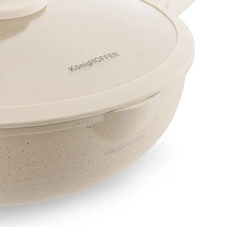 KONIGHOFFER CREAMY MARBLE PATELNIA WOK 30 CM Z POKRYWKĄ / INDUKCJA