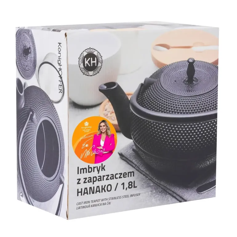 KONIGHOFFER HANAKO Żeliwny imbryk do herbaty z zaparzaczem 1,8 l / czarny