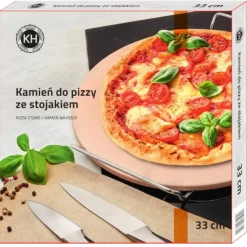 KONIGHOFFER Kamień do pieczenia pizzy 33 cm ze stojakiem / kamień + stal nierdzewna