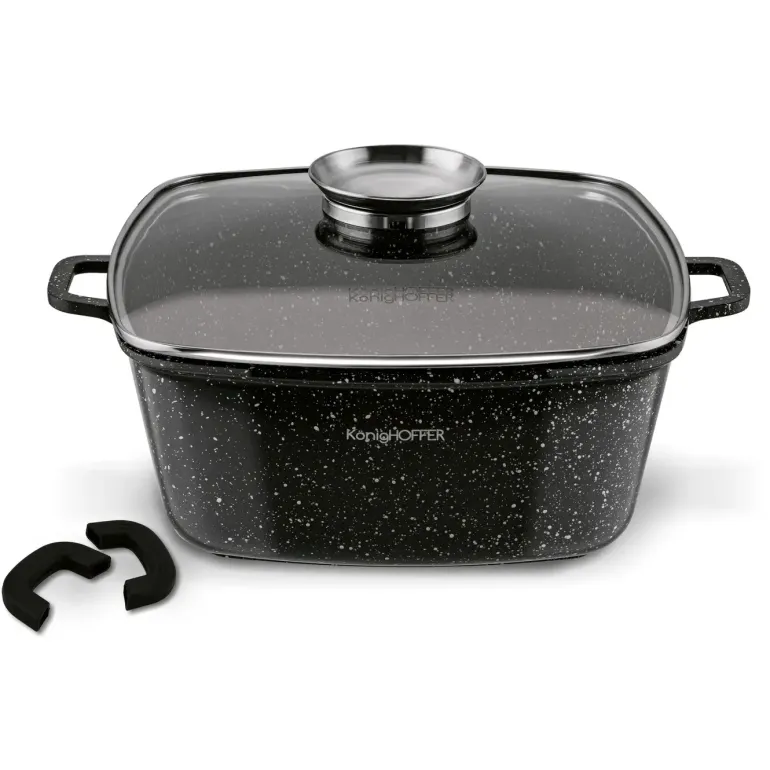 KONIGHOFFER KINGSTONE GARNEK CERAMICZNY 28 CM KWADRATOWY Z AROMATYZEREM I 2 NAKŁADKI