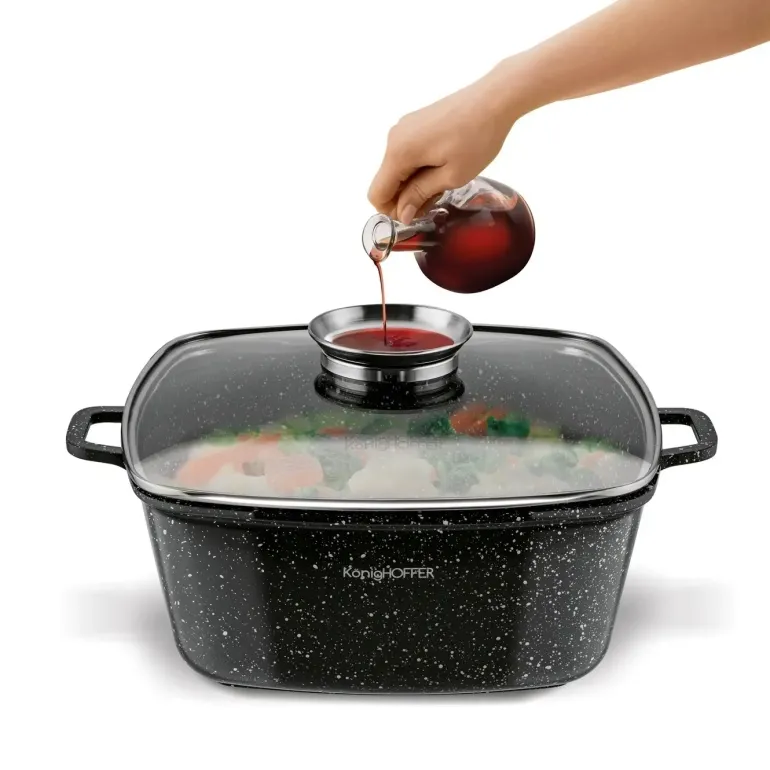KONIGHOFFER KINGSTONE GARNEK CERAMICZNY 28 CM KWADRATOWY Z AROMATYZEREM I 2 NAKŁADKI