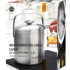KONIGHOFFER LUGO Wiaderko do lodu ze szczypcami 1,3 L / stal nierdzewna satynowana