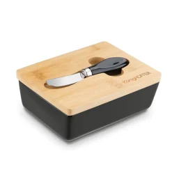 KONIGHOFFER MASELNICZKA PORCELANOWA NBC Z POKRYWKĄ I NOŻYKIEM 15,8X11X6 CM CZARNA