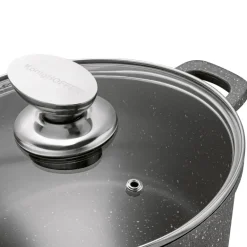 KONIGHOFFER POLLO GREY Zestaw garnków z pokrywkami 8 el + 2 nakładki na uchwyty / indukcja / szary nakrapiany