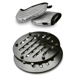 KONIGHOFFER POLLO GREY Zestaw garnków z pokrywkami 8 el + 2 nakładki na uchwyty / indukcja / szary nakrapiany