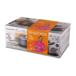 KONIGHOFFER POLLO ROSE GOLD Zestaw garnków z pokrywkami 8 el + 2 nakładki na uchwyty / indukcja