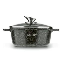 KONIGHOFFER POLLO Zestaw garnków z pokrywkami 8 el + 2 nakładki na uchwyty / indukcja / szary nakrapiany