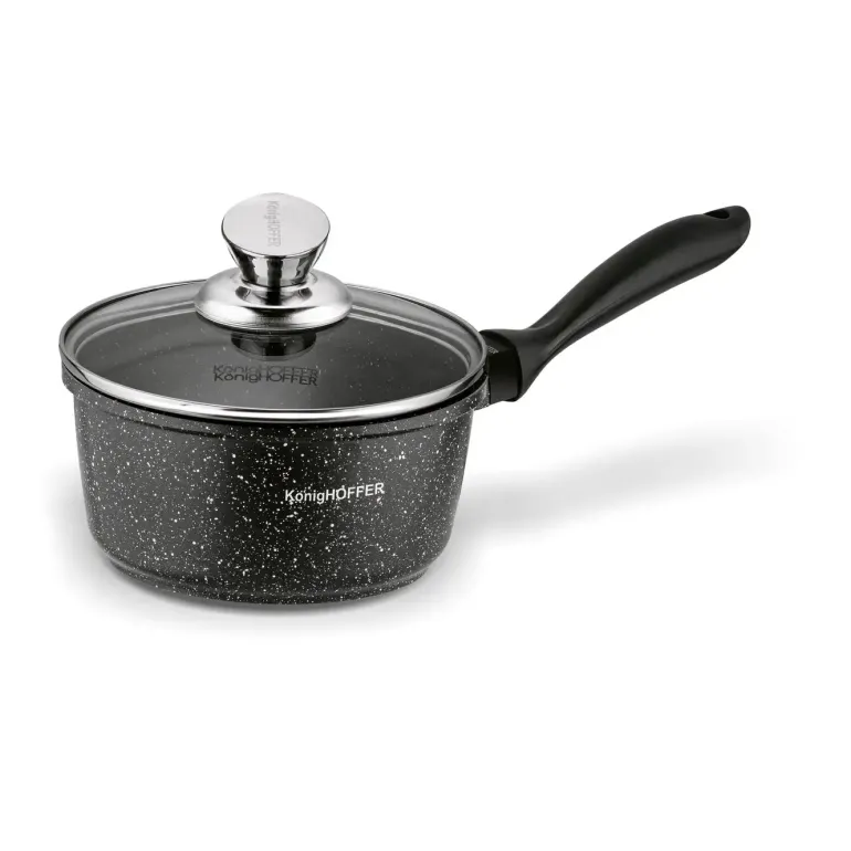KONIGHOFFER POLLO Zestaw garnków z pokrywkami 8 el + 2 nakładki na uchwyty / indukcja / szary nakrapiany