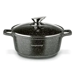 KONIGHOFFER POLLO Zestaw garnków z pokrywkami 8 el + 2 nakładki na uchwyty / indukcja / szary nakrapiany