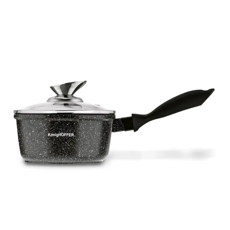 KONIGHOFFER POLLO Zestaw garnków z pokrywkami 8 el + 2 nakładki na uchwyty / indukcja / szary nakrapiany