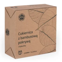 KONIGHOFFER Porcelanowa cukiernica z bambusową pokrywą + łyżeczka / czarna / 350 ml