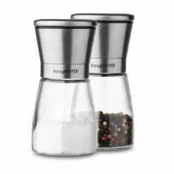 KONIGHOFFER THOR ZESTAW MŁYNKÓW RĘCZNYCH DO SOLI I PIEPRZU 170 ML SREBRNE