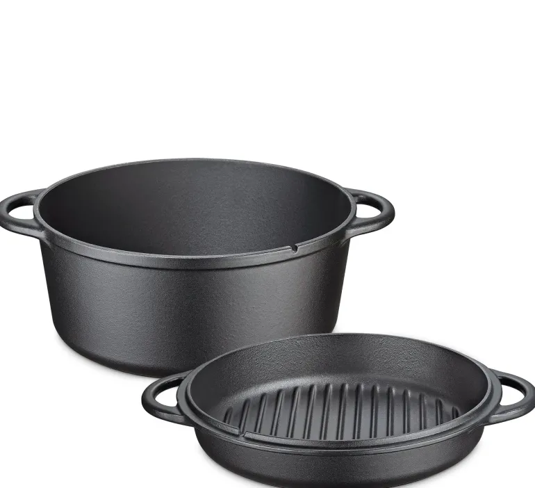 KUCHENPROFI BBQ Garnek żeliwny z pokrywką 2w1 / 5,7 l / FreeForm