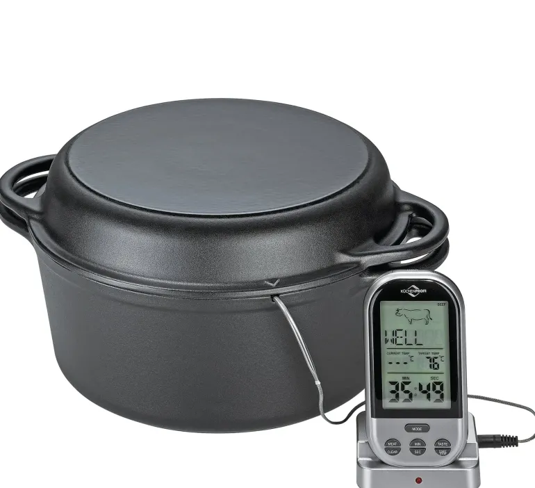KUCHENPROFI BBQ Garnek żeliwny z pokrywką 2w1 / 5,7 l / FreeForm