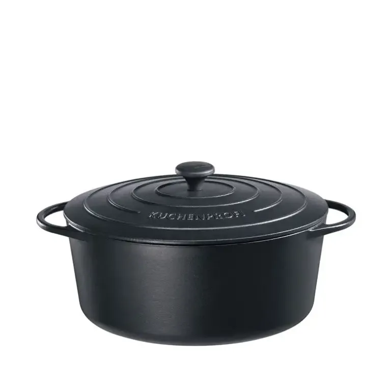 KUCHENPROFI Owalny garnek żeliwny z pokrywką PROVENCE / 7,0 L / czarny / FreeForm